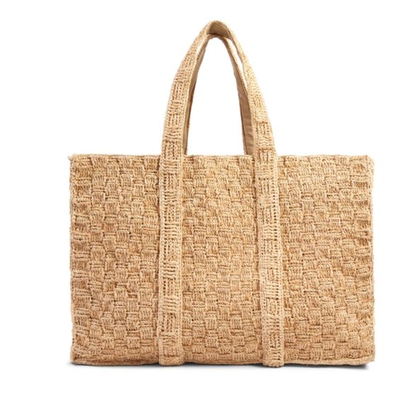 Faherty Handbags - Faherty Women's Large Woven Straw Tote Bag - Natural, Raffia
